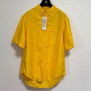 *Vtg Y2K Ralph Lauren Jeans RL67 Logo Shirt Yellow Button Men L Gauzy Cotton Pkt